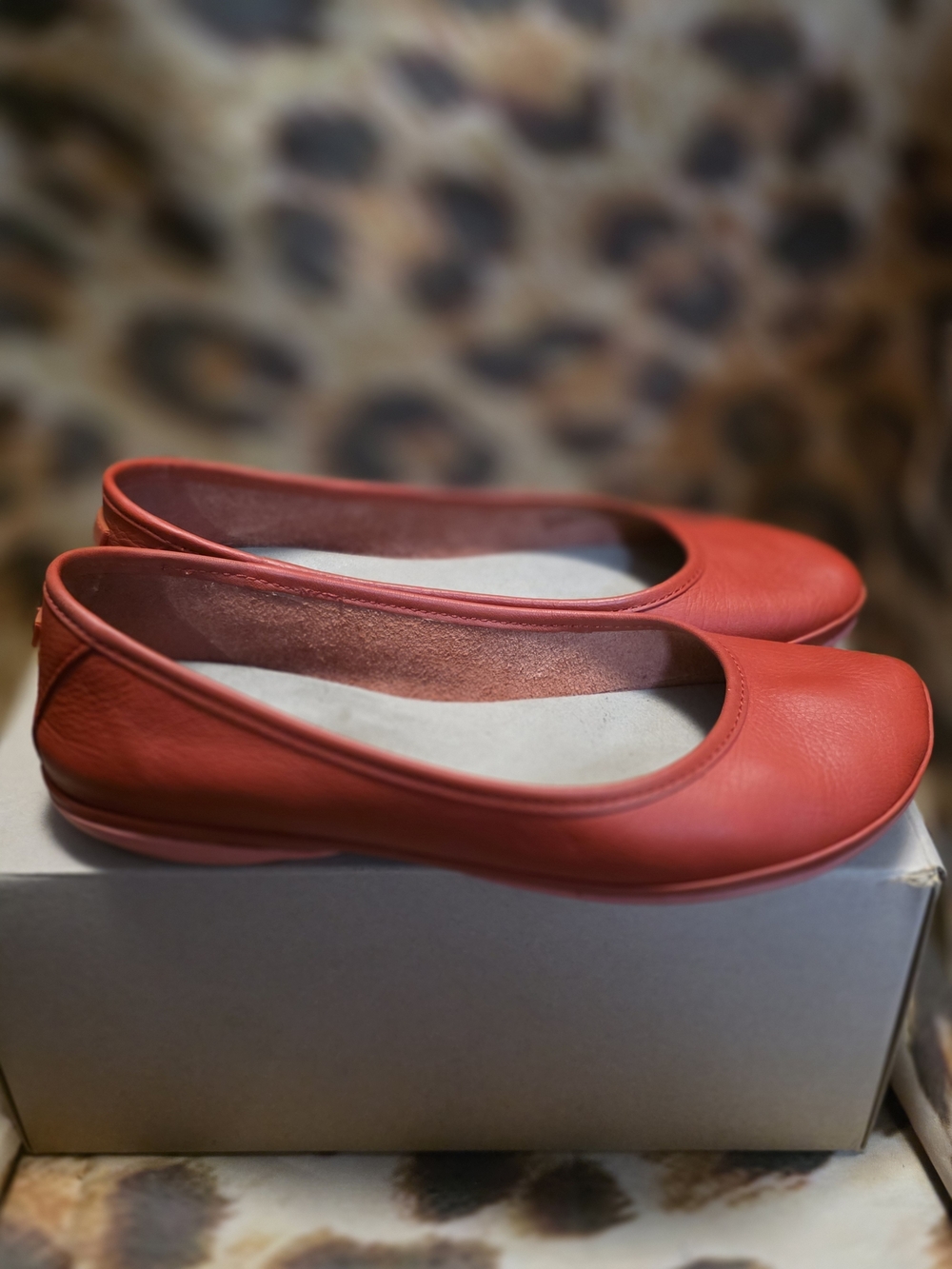 Camper Red Leather Slip-On Ballet Flats-Size 7.5-8/38